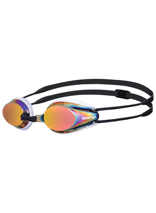 arena Tracks Mirror White-Redcopper-Black Goggles, Racing, Pool, Equipment, Uni Adult - Professional Racing Goggles for Competitive Swimmers - Image 1